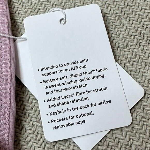 Lululemon Ribbed Asymmetrical Nulu Yoga Sports Bra Size 12 NWT $78 Pink Rare - Picture 3 of 9